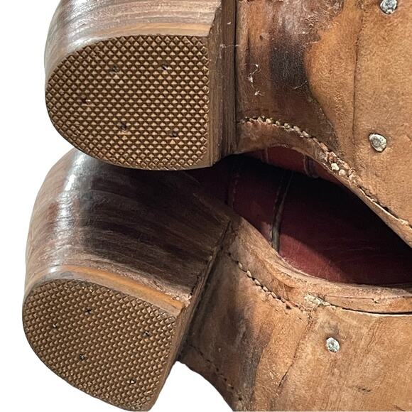 Miss Capezio Stacked Heel Leather Vintage Western Cowboy Boot Brown Size 6.5 - Picture 7 of 13